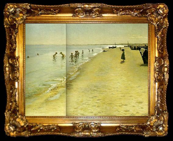 framed  Peter Severin Kroyer sommerdag ved skagen strand, ta009-2